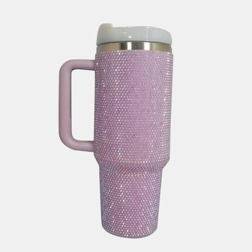 Rhinestone Stainless Steel Tumbler with Straw in 6 Color Choices