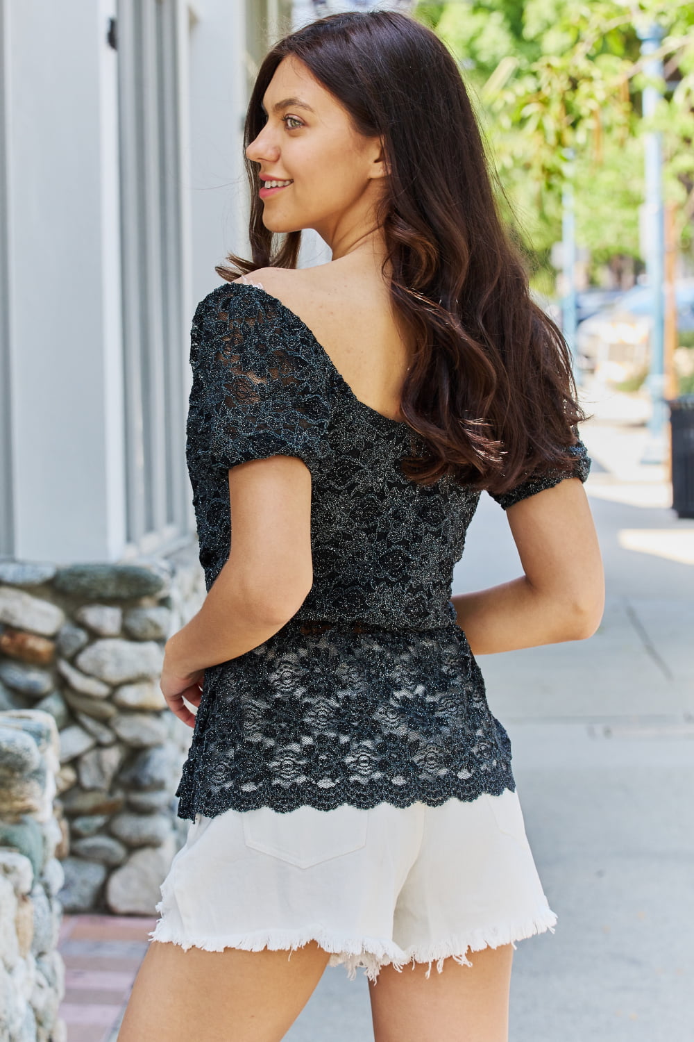 GeeGee Show Stopper Glittler Peplum Top