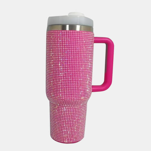 Rhinestone Stainless Steel Tumbler with Straw in 6 Color Choices