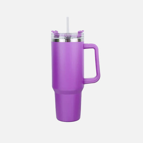 Stainless Steel Tumbler with Handle and Straw in 3 Color Choices