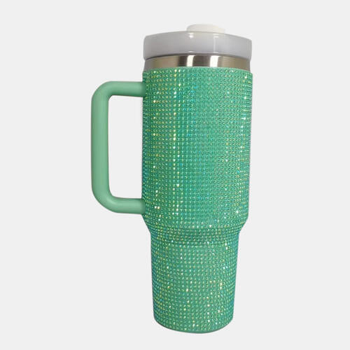 Rhinestone Stainless Steel Tumbler with Straw in 6 Color Choices