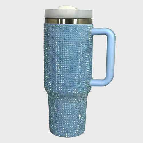 Rhinestone Stainless Steel Tumbler with Straw in 6 Color Choices