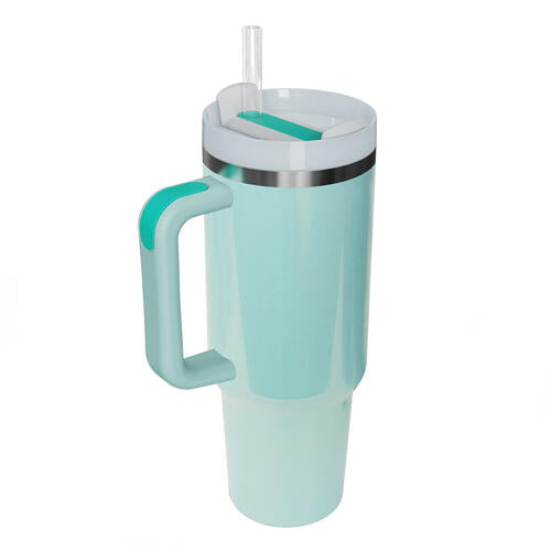 Stainless Steel Tumbler with Handle and Straw in 4 Color Choices